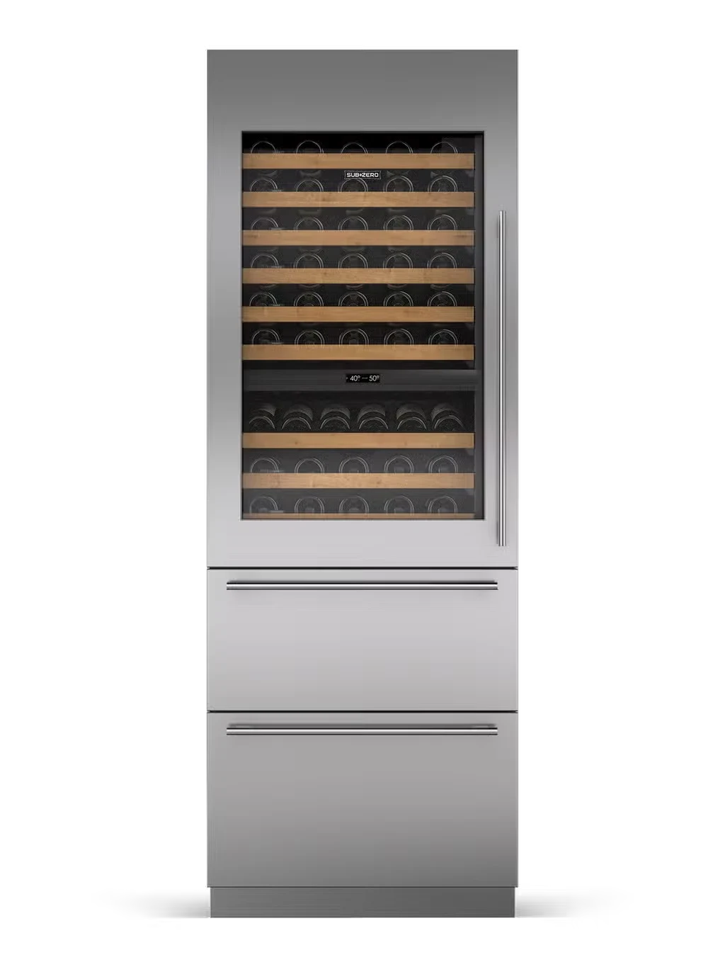 30" Designer Wine Storage with Refrigerator Drawers - Panel Ready